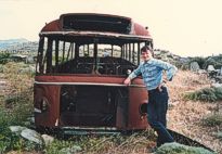 Ein ausgebrannter Bus